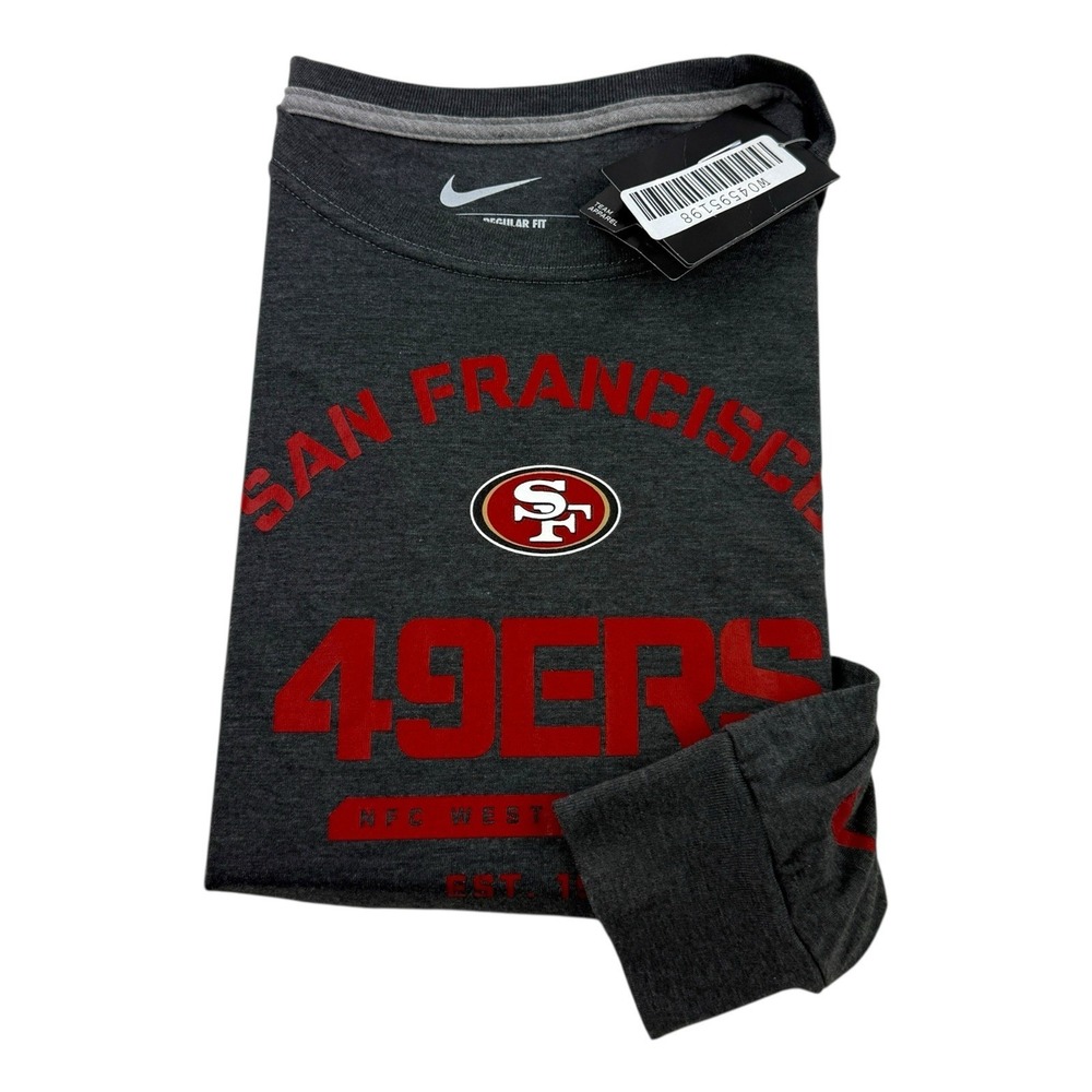 Nike Vintage Crewneck Long Sleeve Graphic Shirt Gray 49ers Men's Size‎ 2XL